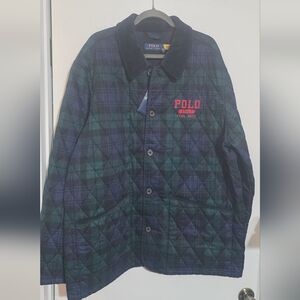 Polo Ralph Lauren Quilted Barn Jacket Green Blue Plaid Mens Size XXL NWOT